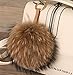 LITHER Large Genuine Raccoon Fur Pom Pom Keychain Bag Charm Fluffy Fox Fur Ball