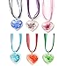 BodyJ4You 6PC Heart Pendant Glass Floral Necklace Glow in the Dark Glitter