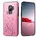 HianDier Wallet Case for Galaxy S9 Plus, Slim Protective Case with Credit Card Slot Holder Flip Folio Soft PU Leather Magnetic Closure Cover Case Compatible with Samsung Galaxy S9+ Plus, Pink