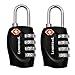 Lumintrail TSA Approved Locks, 4 Digit Combination Luggage Locks TSA Approved, Travel Locks for Luggage & Suitcase with 4-FT Steel Cable, Black, 2 Pack