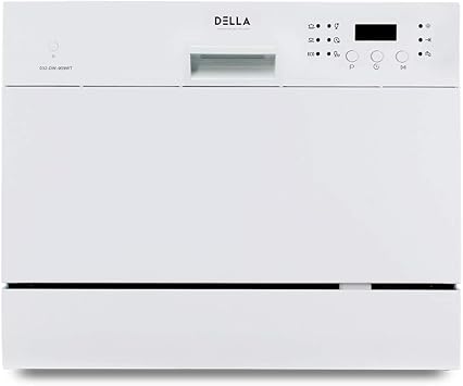 White DELLA Mini Compact Countertop Dishwasher 6 Place Settings Portable For Small Apartment Home Kitchen