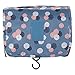 Multifunction Toiletry Cosmetic Bag Make up Kit Case Pouch Hanging Shaving Hook Travel Vacation Bathroom Organizer Carry On (Blue Flower)
