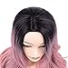 LOVBITE Pink Wigs for Women Synthetic Ombre Pink Wig Hair None Bangs Long Natural Wavy Pink Wigs High Temperature Heat Resistant Synthetic Hair Women's Cosplay Wigs for Daily Party Wear