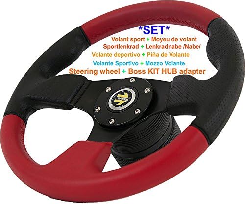 DoradoTuning_BMW_ e36 e31 Sport Steering Wheel & Boss Adapter Kit Hub [SB77] TÜV Ø330mm Special Grip Area Dark Colour High Quality Produce, Italian design, RED & Black