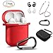 Derhom Compatible for Airpods Accessories Waterproof Silicone Hang Case Cover with Anti-Lost Strap, Ear Hooks, Keychain, Headphone Accessories Storage Travel Bag (Red)thumb 1