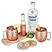 Mule of Moscow Copper Mug Gift Set Includes 2 Coasters and 2x 18oz Mugs, Wood Tray and Wooden Box Kit. Great Gifts for Men and Women