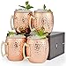VonShef Moscow Mule Copper Mugs Set of 4 Hammered Effect Barrel Style 16oz Glasses With Gift Box