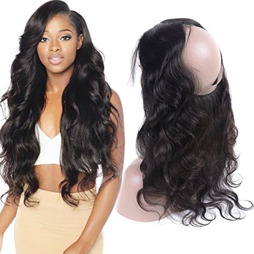 Rismale 8A Brazilian Body Wave 360 Lace Frontal 20inch 100% Virgin Human Hair Body Wave Lace Frontal Closure with Baby Hair Natural Color Free Part