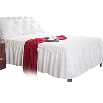 Poly-Cotton Bed Ruffled Skirt Comfortable Dropping Home Decor (White, King)