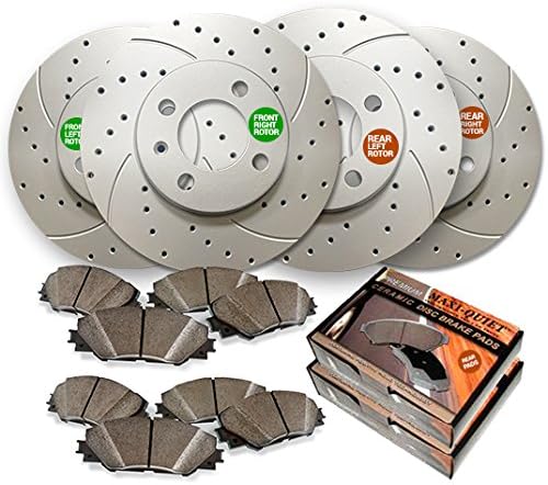 Maxim Direct Front and Rear Low Dust Ceramic Pads and Geomet coated Premium Drilled and Slotted Brake Rotors MAXMBKF15786DS