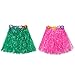 Mtlee Elastic Hawaiian Hula Grass Skirt with Flower Costume Set for Party Beach Dance Fancy Dress, Multicolor, 2 Sets