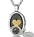 Love Necklace with I Love You inscribed in 120 languages in Miniature Text of Pure Gold on a Romantic Onyx Pendant for Women, 18