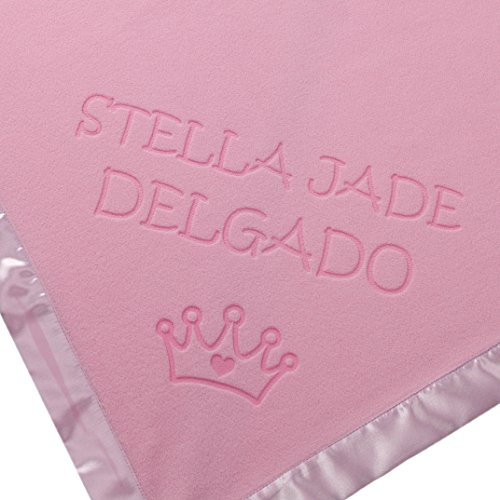Custom Catch Princess Baby Blanket for Girls - Toddler Girl Crib Bedding, Receiving Blankets (Pink, Blue: 2 Text Lines)