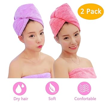 Amazon Com Adogo Hair Towels Wrap 2 Pack Microfiber Hair Towel