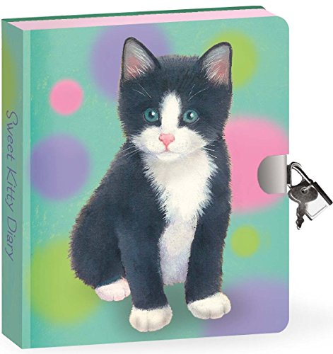 Peaceable Kingdom Sweet Kitty 6.25" Lock and Key, Lined Page Diary for Kids