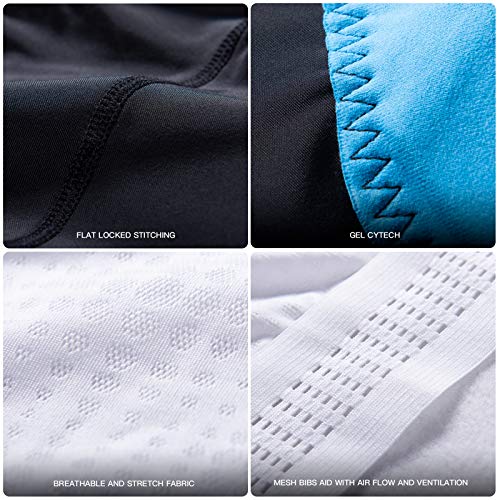 image for MY KILOMETRE Mens Cycling Bib Shorts with Big Side Pockets Padded Bib 