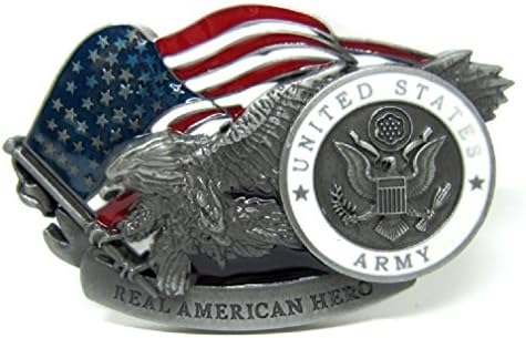 United States Army Military An American Hero Eagel USA Flag Shield Belt Buckle