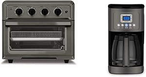 Cuisinart TOA-60BKS Convection Toaster Oven Airfryer, Black SS & DCC-3200BKSP1 Perfectemp Coffee Maker, 14 Cup Progammable with Glass Carafe, Black Stainless Steel