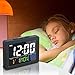 GLOUE Digital Alarm Clock with USB Port for Charging Snooze Function, Timer, Sound Control Function, 12/24Hr, World time Pattern, Month Date & Temperature Display - Black, 8 Alarm Rings