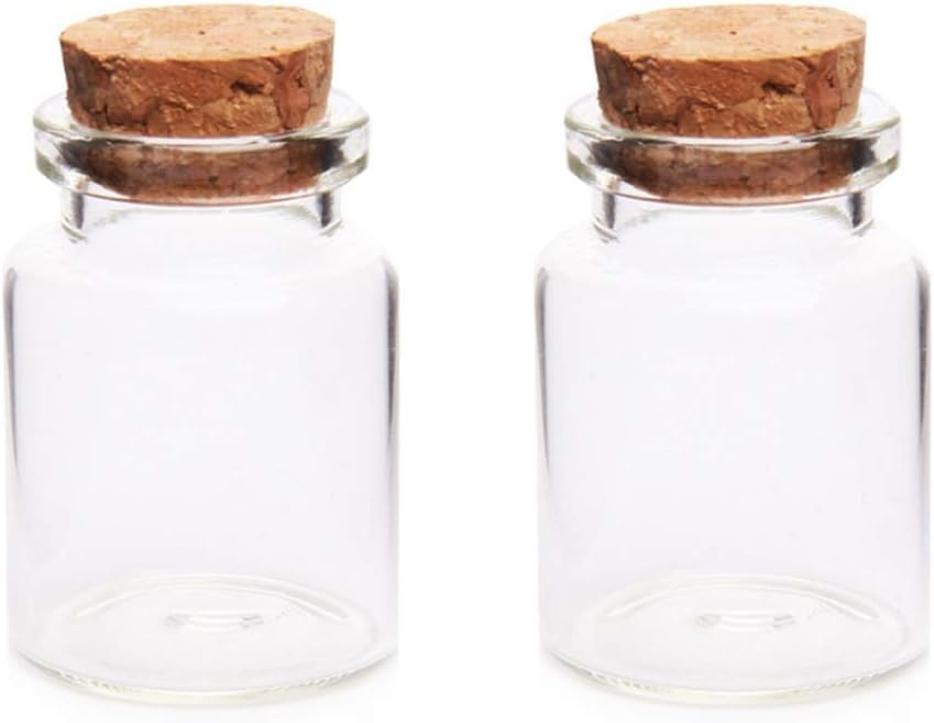 Glass Jars Bottles With Cork Stoppers 2Pcs 3040MM 15ML Glass Bottles Wishing Bottle Empty Sample Storage Jars with Cork StoppersHome Storage Organization