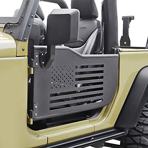 [2 Pcs] Tubular Door Left & Right for 2007-2018 J-eep Wrangler JK 2 Doors(USA Flag)