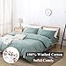 Utridevn 3 Pieces Washed Cotton Duvet Cover Set,100% Natural Cotton Bedding,Vintage Style with Zipper Closure,Soft and Comfy(Queen,Green)