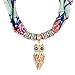 LERDU Women's Vintage Ethnic Jewelry Pendant Necklace Voile Pattern Fringe Scarf
