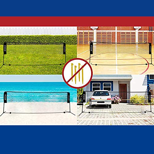 image for AKOZLIN Portable Adjust Height 2.8-5ft Tennis Badminton Net Set - Net 