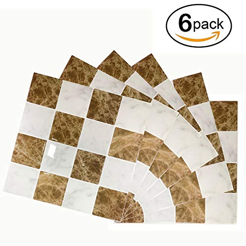 Premium Peel and Stick Tile Backsplash,Stick On Backsplash Wall Tiles for Kitchen & Bathroom-Self Adhesive-10.62" x 10" (6 Sheets)