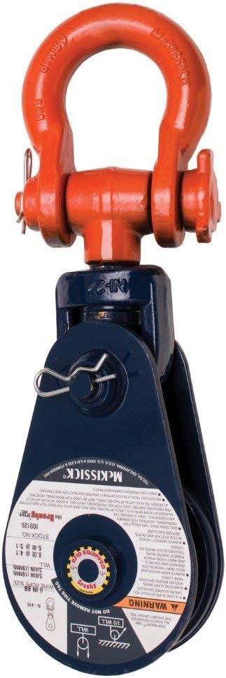 Crosby McKissick 419 Light Champion Snatch Blocks with Shackle | 12 Inch Sheave Diameter | 8 Ton Working Load Limit | 3/4 Inch Wire Rope Size | RB Bearing Code | 109457