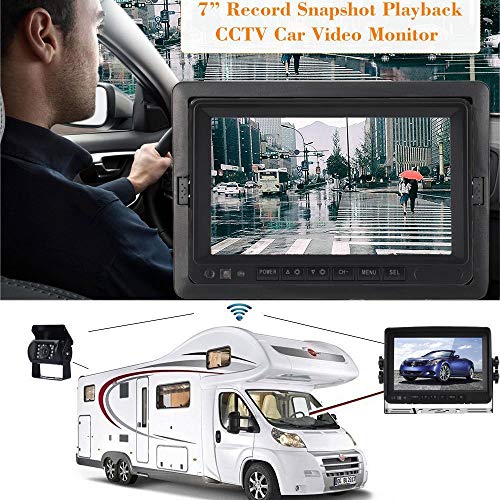 Honboom Wireless Backup Camera & 7" HD Monitor System - Wireless IR Night Vision IP69 Waterproof Reversing Back Camera & 7'' Wireless HD Monitor for Truck, Heavy Box Truck, Trailer, Bus, Motorhome.