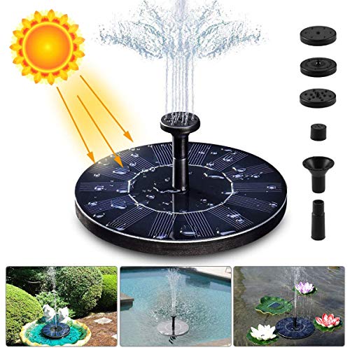 Upgraded 2.0W Solar Fountain Pump Bird Bath Pump with Solar Rechargeable Battery, Portable Submersible Free Standing Outdoor Water Fountain Panel Kit for Bird Bath,Small Pond,Garden and Lawn (Black)