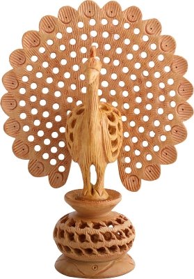 JaipurCrafts Dancing Peacock 5 in Showpiece - 12.7 cm (Wood, Brown)
