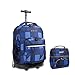 J World New York Sunrise Rolling Backpack & Corey Lunch bag Set (Block Navy)