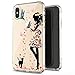 JAHOLAN Clear Case Cute Pink Flower Girl Soft Bumper TPU Rubber Silicone Cover Phone Case for iPhone X/iPhone Xs 5.8 inch