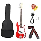 ammoon I2025R Electric Bass Guitar PB Style Basswood Body Rosewood Fingerboard with Gig Bag Strap Cable Pickups