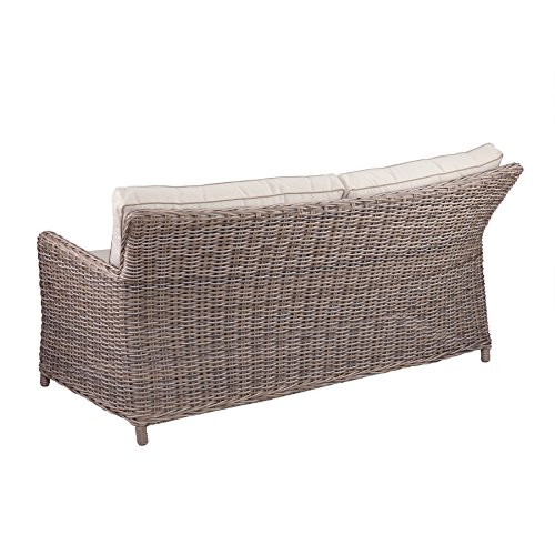 Avadi Outdoor Seater Sofa & Ottoman - Hand Woven Synthetic Wicker - 3 pc Set