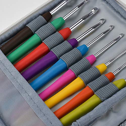 KOKNIT Crochet Hook Case, Zipper Storage Organizer Bag with Web Pockets for Crochet Needles/Knitting Accessories/Crochet Hook Kit Tools, Lightweight, Easy to Hold - Without Hooks and Accessories
