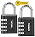 Combination Lock for Locker Outdoor - Towoke Resettable Weatherproof Combination Padlock - 4-Digit Smooth Dial, Zinc Alloy Lock for School Gym Locker, Fence, Backyard Gate, Case -2 Pack