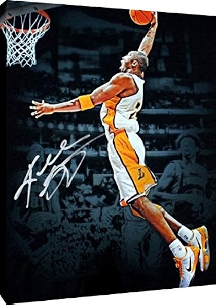 Amazon Com Canvas Wall Art Kobe Bryant Dunk Los Angeles Lakers Autograph Replica Print 24x36 Posters Prints