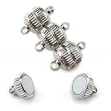 CleverDelights 20 Magnetic Jewelry Clasps - Deco Drum Style - Platinum (Antique Silver) Color