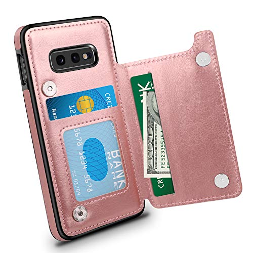 HianDier Wallet Case for Galaxy S10E Slim Protective Case with Credit Card Slot Holder for Women Flip Folio Soft PU Leather Magnetic Closure Cover Case for Samsung Galaxy S10E 5.8Inches, Rose Gold