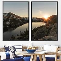 2 Piece Framed Canvas Wall Art Sunset Canvas Prints Home Artwork Decoration for Living Room,Bedroom - 16