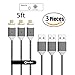 NetDot 3 Pack 2nd Generation 5ft USB Fast Charging Magnetic Micro USB Cable with LED Indicator Compatible with Android Device (5 feet/3 Gray)