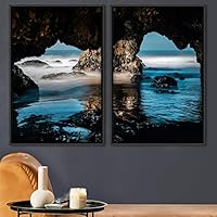 2 Piece Framed Canvas Wall Art Coastal Scenery Canvas Prints Home Artwork Decoration for Living Room,Bedroom - 16