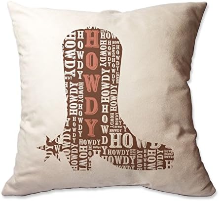 Howdy Cowboy Boot Throw Pillow (Color=Beige)