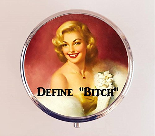 Define Bitch Pill Box Pillbox Case Holder Retro Pin Up Pinup Humor - Thumbnail 6