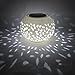 Vista Collection NY Ceramic Solar Table Light Lamp Decor with LED 6 Changing Colors