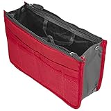Large Purse Organizer Insert Handbag Pouch Tidy & Neat (Ships From USA) (Red)