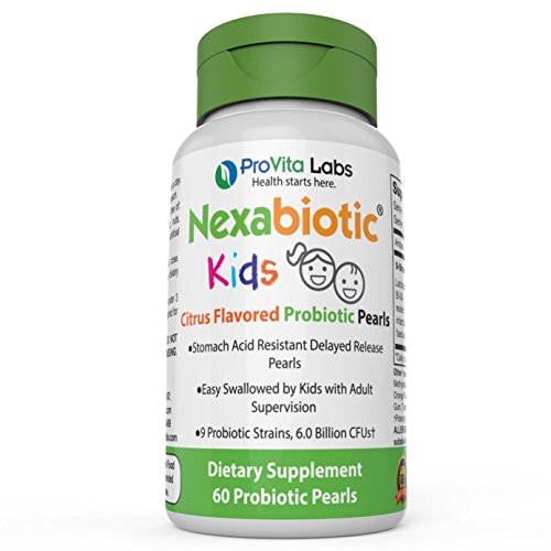Nexabiotic Kids Chewable Probiotics for Kids in Easy-to-swallow Probiotic Pearls with 9 Strains including Bifidobacterium infantis. 60 ct